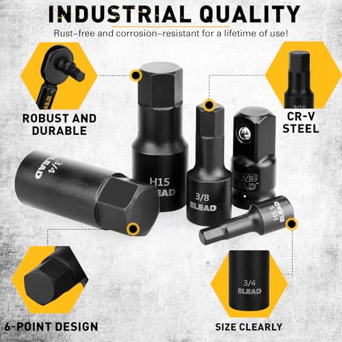 36-Piece One-Piece Hex Bit Socket Set includes Socket Adapter, 1/4", 3/8", 1/2", Cr-V Steel, SAE and Metric Set, Reinforced Storage Case, Automotive Mechanic Professional Master Tool Set - style: 36-Piece Hex Bit Socket Set
