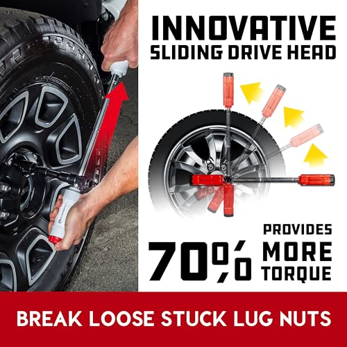 Powerbuilt Billy Club Universal Lug Wrench with Socket Storage, SAE and Metric, Remove Lug Nuts Tire Wheels - Gen-3 643045ECE - style: Gen3 Red