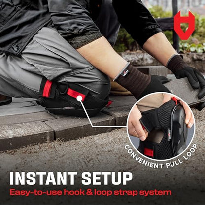 NoCry Professional Work Knee Pads for Men and Women with Non-slip Heavy Duty Cap and Ankle Support — Soft Foam Cushion and Gel Knee Pads for Men Construction — Easy to Fasten Kneepads with Hang Loop