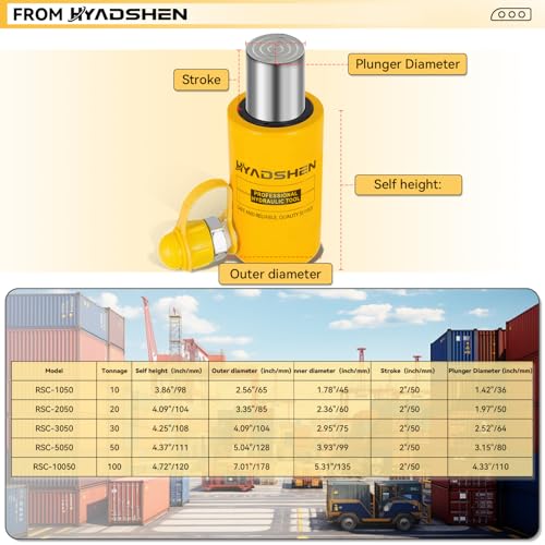 10 ton Hydraulic Cylinder Jack Sets Porta Power Ram Jack Kit with CP-180 Hydraulic Hand Pump, 2” Stroke Hydraulic Cylinder Jack Single Acting Lifting Cylinder Retract Automatically - size: 10T,2"+CP180 PUMP