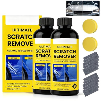 2Set Nanopolix Car Scratch Remover,Nanopolix Scratch Remover,Quick Fix Removal Paste for Deep Scratches,Car Scratchs Repair Paste Deep Scratch,All Paint Colors Polishing Kit (10*Nano Cloth+2*Sponge)