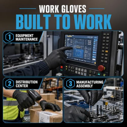 HEAVY DUTY 6 Mil Nitrile Black Gloves Disposable Latex Free Rubber Cooking Cleaning Food Prep Tattoo Gloves 1000PCs - size: Large