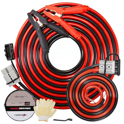 FIERYRED 2/0 Gauge 30 FT Quick Connect Jumper Cables, 1500A Heavy Duty Booster Cables with Travel Bag, Heavy Duty Battery Jumper Cable for Truck, Diesel Trucks, SUV and Car - size: 2/0 Gauge 30 FT w/Andersen Connector