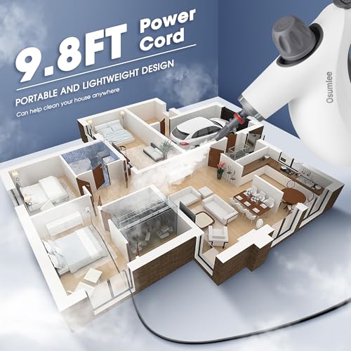 Pressurized Handheld Steam Cleaner with 14 pcs Accessories 15.2OZ Multi-Purpose Portable Steamer for Cleaning, Multi-Surface Steamer for Home, Floor, Grout