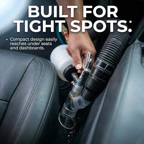LE LEMATEC Air Tornador Car Detailing Gun & Upholstery Extractor Kit | Interior carpet vent cleaner, foam bottle, vacuum attachment, 3000 RPM, 90 PSI, 1/4" NPT compressor - size: 3,000 RPM
