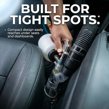 LE LEMATEC Air Tornador Car Detailing Gun & Upholstery Extractor Kit | Interior carpet vent cleaner, foam bottle, vacuum attachment, 3000 RPM, 90 PSI, 1/4" NPT compressor - size: 3,000 RPM
