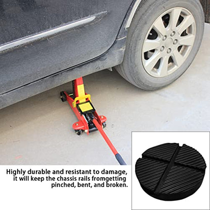 Universal Floor Jack Rubber Pad, Jack Pad Adapter Pinch with Cross Groove Design, Weld Side Frame Rail Protector Puck, Slotted Jack Stands Disk, Auto Accessories Fit for Most Cars (1)