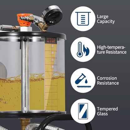 Garvee 20 Gallon Waste Oil Drain Tank, Air Operated Portable Oil Drainer with Adjustable Funnel, Fluid Fuel Transfer Drainage with Wheels, Oil Change Container for Automotive Workshops - size: 20 Gallon - Measuring Cup - Black