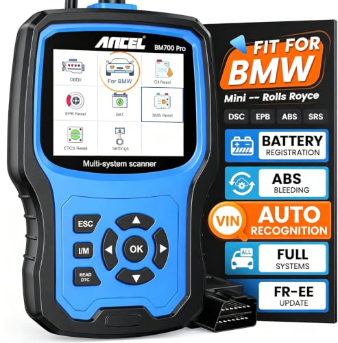 ANCEL BM700 PRO Fit for BMW Scanner - Battery Registration Tool, Code Reader for BMW/Mini/RR, Advanced OBD2 Scanner Auto V-I-N, Full System Diagnostic for BMW Scan Tool with All Reset Services (Blue) - color: BM700 Pro Blue