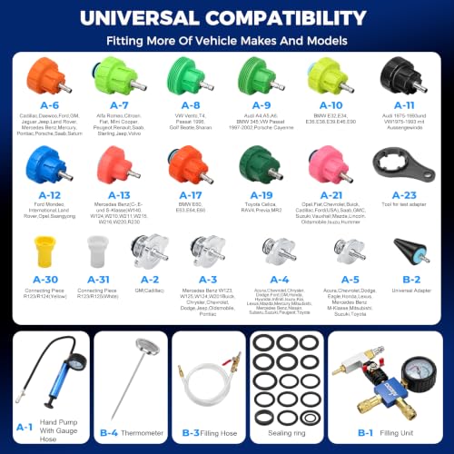 DISEN 30Pcs Coolant Pressure Tester Kit, Master Coolant Vacuum Refill Kit with 17 Radiator Adapters, Radiator Cooling System Pressure Tester & Vacuum Purge Tool for Cars, Trucks, SUVs - size: 30pcs