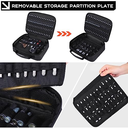138 Hole Portable Socket Organizer, Drill Bit Organizer Drill Bit Holder Bit Pouch 1/4-Inch, 3/8-Inch, 1/2-Inch,Screwdriver Bit Organizer Drive Bit Adapter Storage Drill Bit Case Only