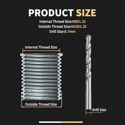 M8x1.25 Thread Repair Kit with 11.7mm Insert HSS Drill, Tap, Counterbore, Installation Driver,Stainless Steel Insert M8x1.25x11.7mmx10pcs - size: M8x1.25x11.7mm Thread Repair Kit