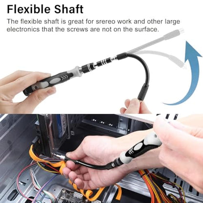 115-in-1 Precision Screwdriver Set for Electronics Cell Phones Watches and Automotive Maintenance - Professional Repair Kit with Magnetic Non-Slip Handle and Tweezers with Flat and Multiple Bits - color: Grey