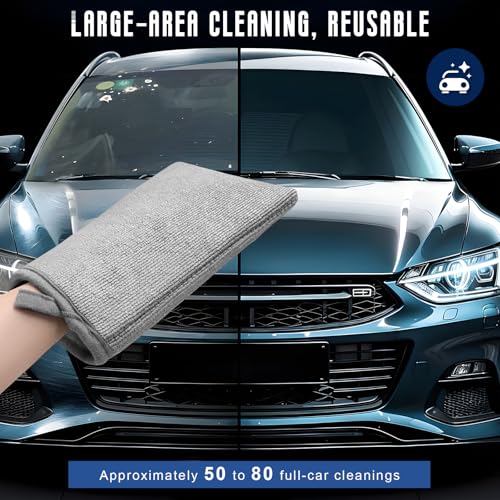 2 PCS Car Clay Mitt, Anti-Scratch Microfiber Auto Detailing and Polishing Clay Towel, Reusable Cleaning Clays Bar Glove for Cars SUVs Motorcycles, Car Accessories (Gray) - color: Gray