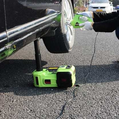 Electric Car Jack Kit 5Ton 12V Car Jack(Lifting Range: 6.1~20.86 inch) with Impact Wrench Tire Inflator for SUV MPV Sedan Truck Change Tires Garage Repair and Emergency Tire Change - color: Jack+Wrench+Air Pump