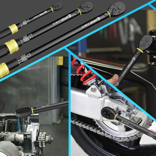 ANPUDS 5Pcs 1/4 3/8 1/2-inch Drive Click Torque Wrench Set, ±3% Accuracy | 20-240in.lb, 10-110Ft.lb, 30-250Ft.lb, 72-Tooth Quick Release, Dual Scale, for Bike, Motorcycle, Car, SUV, Truck, RV, Towing - size: 20-240 in-lb + 10-110 ft-lb + 30-250 ft-lb