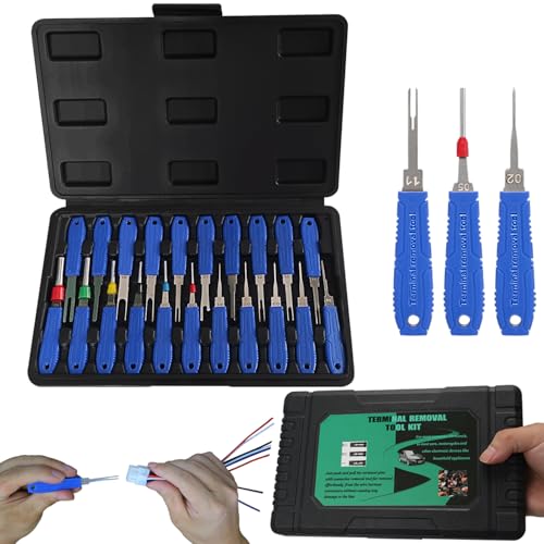Terminal Removal Tool Kit - 21pcs Electrical Pin Removal Tools | Automotive Depinning Tool Kit with Blow-Molded Case for Most Connector, Blue - color: Blue, size: 21Pcs