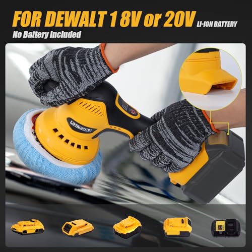 Car Detailing and Polishing Compatible with Dewalt 20V Battery, 5500 RPM Dual-Action Polisher with 8 Variable Speeds -Battery Not Included - color: Yellow