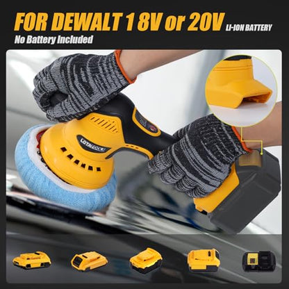 Car Detailing and Polishing Compatible with Dewalt 20V Battery, 5500 RPM Dual-Action Polisher with 8 Variable Speeds -Battery Not Included - color: Yellow
