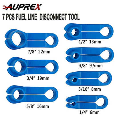 AUPREX 7PCS AC Fuel Line Disconnect Tool Set for Most Ford/GM/Chrysler/Mazda,Includes 1/4 5/16 3/8 1/2 5/8 3/4 7/8 Inch Transmission Oil Cooler Line Quick Disconnect Kit Fuel Line Removal Tool - size: 7 PCS