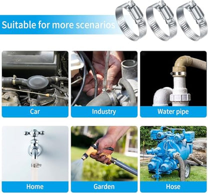 40 Pcs Hose Clamps Stainless Steel, 6-51mm Adjustable Worm Gear Pipe Clamps, Fuel Line Hose Clips Heavy Duty for Plumbing, Dishwasher, Automotive, Washing Machine, Mechanical - size: 40 pcs (1/4'' - 2'')
