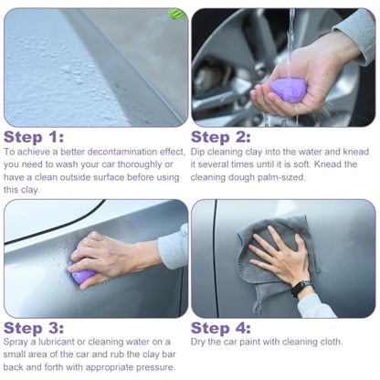 XhuangTech Premium Car Clay Bar Kit (3 Pack) 300g(3x100g) - Professional Grade Auto Detailing Magic Clay with Deep Cleaning & Paint Decontamination for Car Wash - Safe on Paint, Glass, Wheels (Purple) - color: Purple