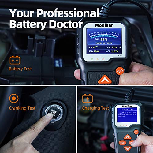 BT705 Car Battery Tester 6V 12V Load Tester, 100-2000 CCA Automotive Alternator Tester for Instant Charging & Cranking Diagnosis - style: BT705 6V
