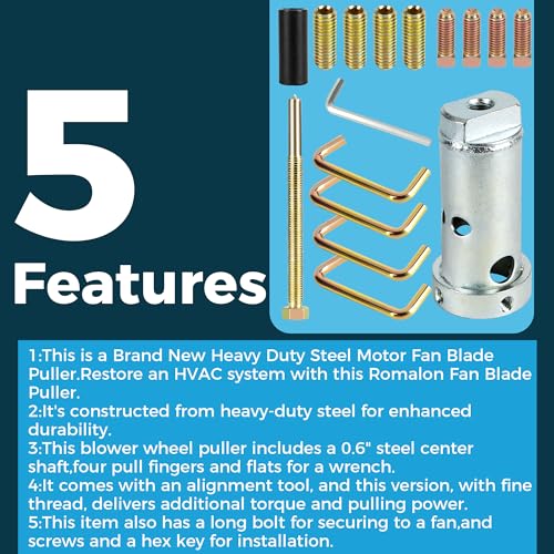 Romalon Heavy Duty FBP100 Fan Blade Puller, Solid Steel Blower Wheel Remover, Replaces 40852 TB041 TB042 AP3737541, Full Accessories Included with 1-Year Warranty
