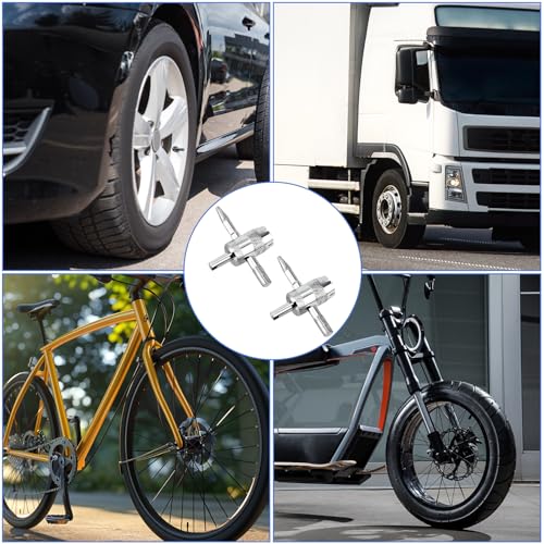 Gosknor 2pcs 4-Way Valve Core Tools, 4-in-1 Tire Valve Tool Valve Stem Core Remover Tire Valve Stem Puller Valve Stem Removal Tool for Bicycle Bike Automobile Car
