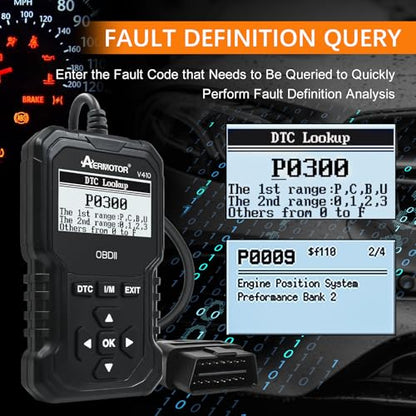 OBD2 Scanner, V410 Car Scanner Diagnostic Tool: Engine Fault Code Reader Scan Tool with Live Data/Freeze Frame for All OBDII Cars After 1996,Black - color: black