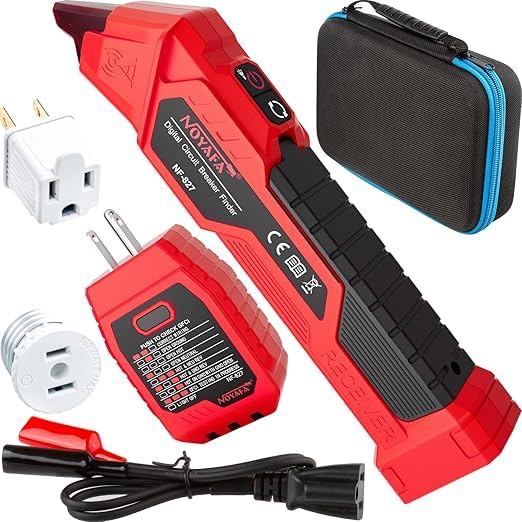 NOYAFA NF-827 Circuit Breaker Finder with 3 Accessories &GFCI Outlet Tester | Quickly Identify 90-120V AC NCV Circuit Breaker Finder Tool Circuit Tracer Tester with Storage Case, Sensitivity Adjustment