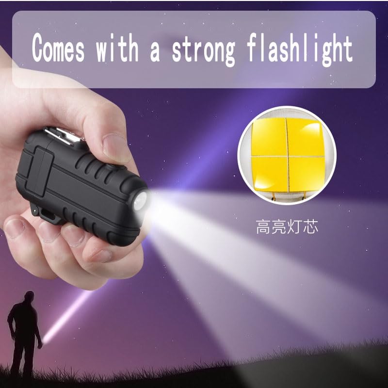 Electric Lighter, Rechargeable Arc Lighter, 360° Flexible Neck, Windproof Plasma Lighter with LED Battery Display and Flashlight, Waterproof Electronic USB Lighter for Candles, Camping, Survival Gear( - color: Black