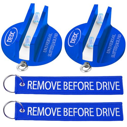 DEDC Universal Pinch Weld Jack Pad 2 Pcs Blue, Magnetic Aluminum Jacking Puck Frame Rail Protecotr with 2 Reminder Streamers, Garage Accessories for Mechanics - color: Blue 2 Pcs with 2 Reminder Streamers