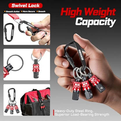 Geinxurn 3Pcs Socket Holder Keychain, 1/2” Drive Quick Release & Quick Change Socket Set Organizer for Socket Adapter Square Drive for Lineman, Electricians, Construction Crews Outdoor Work - style: B01K003-0102