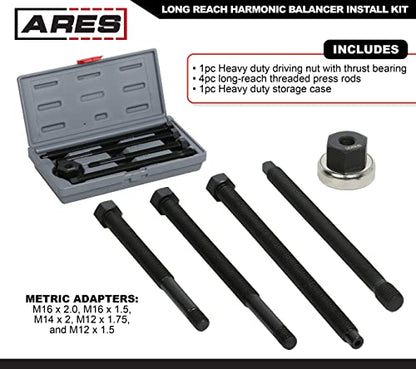 ARES 15087 – Long Reach Harmonic Balancer Install Kit – Install Balancer Pulleys on Domestic and Import Vehicles – Extra Long Installers for Late Model Applications - size: Long Reach Harmonic Balancer Install Kit