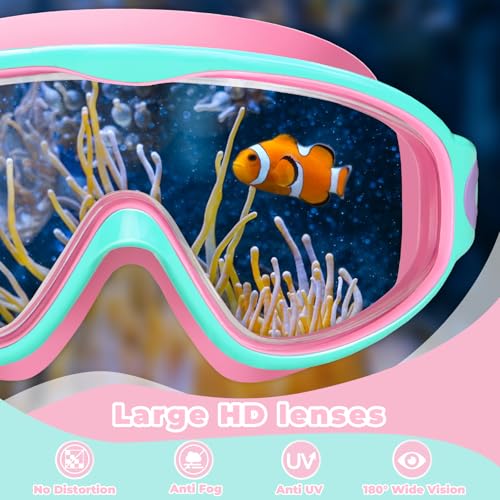 Keary 2 Pack Kids Swim Goggles for 3-15 UV Protection Anti-Fog Pool Water Swimming Goggles for Boys Girls Youth Toddler - color: Pink & Peach Pink