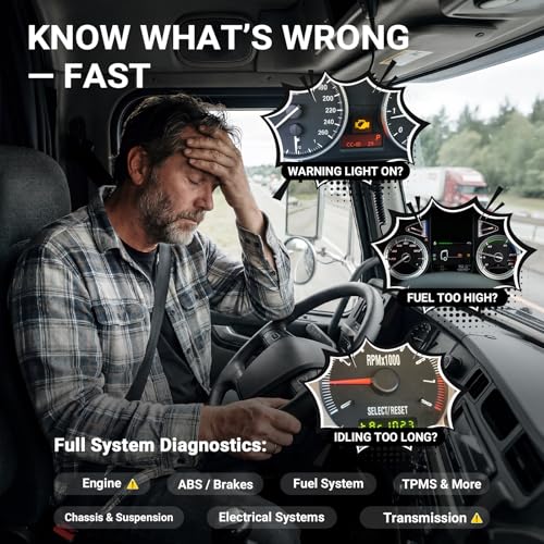 ANCEL HD210 Heavy Duty Truck Scanner, Speed Limit & Idle Adjust for Volvo and International MaxxForce Engines, Bluetooth Diesel Truck Scanner, Full-System HDOBD/OBD2 Scan Tool, Lifetime Free Updates