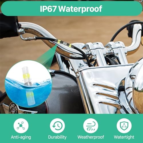 YNZDRWA 200PCS Solder Seal Wire Connectors Kit, Heat Shrink Butt Connectors | Waterproof Electrical Butt Splice Wire Terminals for Marine Automotive Trailer RV Boat Truck Wiring
