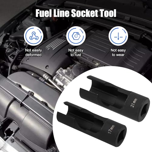 RULLINE 17mm/21mm Flare Nut Socket Set, 1/2" Drive | 2Pcs Upgraded Steel Flare Nut Socket Set 17mm+21mm for Automotive and Mechanical Applications 1/2" square drive - size: 17mm+21mm