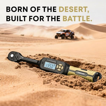 Digital Torque Wrench 3/8 Drive, 5.0-99.6 ft.lb ±1% Accuracy Electronic Torque Wrench Set with Buzzer and LED Inch Pound Torque Wrench with Spark Plug Socket for Car Repair Automobile Desert Tan - size: 3/8 Drive 5.0-99.6 ft.lb