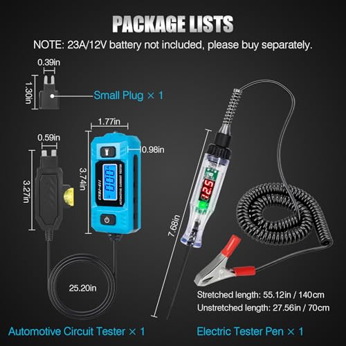 PIFOOG Automotive Circuit Tester Car Test Light with Digital 3v-90v Display, High Precision Auto Fuse Relay Tester Electrical Current Fault Probe Checker Testing Tool LCD Front Lighting Max 20A 48V