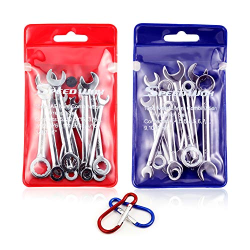 SPEEDWOX Mini Wrench Set Metric SAE Ignition Wrench Sets Open and Box End Wrench Set Small Wrench Set Combination Wrench Sets with Storage Pouches and Key Chains, 4mm-11mm & 5/32"-7/16" - size: 2 set wrench
