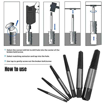 6pcs Damaged Screw Extractor Set, Stripped Screws Broken Bolt Extractor Set,Fine Thread Bad Screw Stud Remover for Stripped Screws Nuts - color: 6-pcs