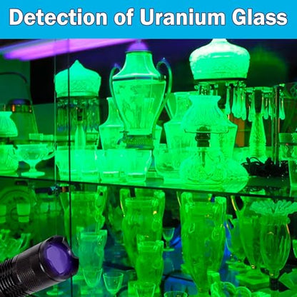 HQRP Powerful 365nm 3 Watt LED Flashlight Blacklight for Rocks, Stones, Illumination, Detection of Uranium, Vaseline, Depression Glass, Gems and Mineral Hunting
