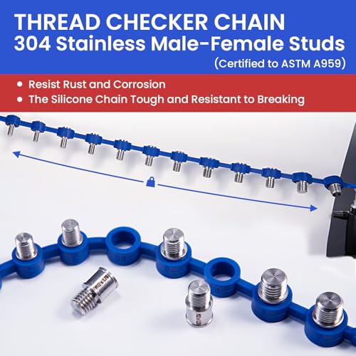 Detachable Nut and Bolt Thread Checker, Removable Stainless Steel Gauges on Flexible Silicone Loop, Identify Standard & Metric Sizes, 2-in-1 Screw Size Finder for Tight Spaces & Fixed Fasteners - size: 32 Thread Checker-S03