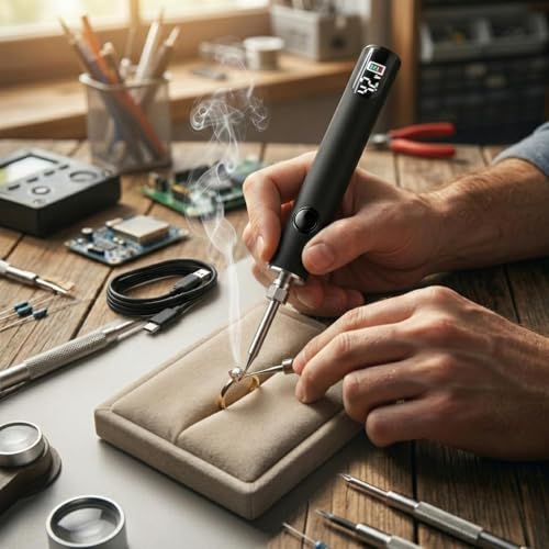 510 Thread Battery Professional Cordless Soldering Iron with LED Display Precise Temp Control USB-C Rechargeable 650mAh Electric Black Soldering Pen, Precision work/Appliance Repair, 3Speed Adjustable