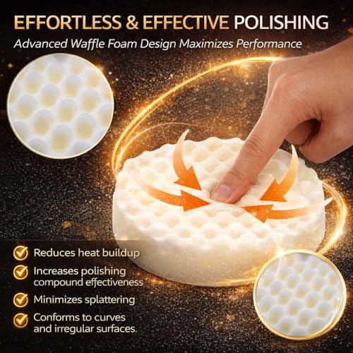 3-in-1 8 inch Buffing Polishing Pads with Grooves for Car Orbital Buffer | Used on car Rvs& other surface,Easy to attach, Can wash,Compatible with 8-inch track/DA polisher