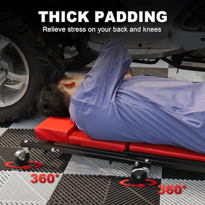 Torin 36" Rolling Foldable Car Creeper Automotive Creeper, 2-in-1 Garage Shop Creeper for Auto Repair, 300 Lbs Capacity, Red,TAM6505RB - style: Red Foldable Creeper