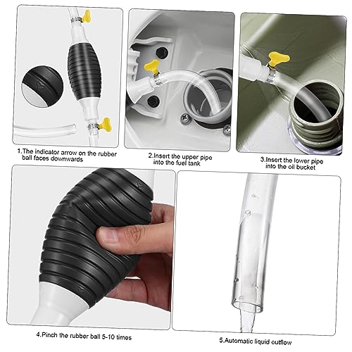 1set Manual Transfer Pump Kit Siphon Hose and Check Valve Portable Hand Pump for Gas Oil and Water Plastic and Stainless Steel Design Easy for Home and Automotive Use