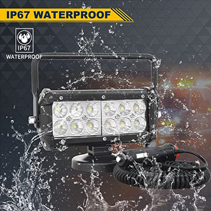 SKYWORLD 2Pcs Portable Magnetic Base Led Work Light Bar, 7 inch 36W Flood Beam, 12V 24V Off Road Driving Lights Fog Lamp for Car Truck 4x4 SUV ATV Tractors Excavator, 6000K White, Led Search Lights - size: 2Pcs 7 Inch 36W Flood